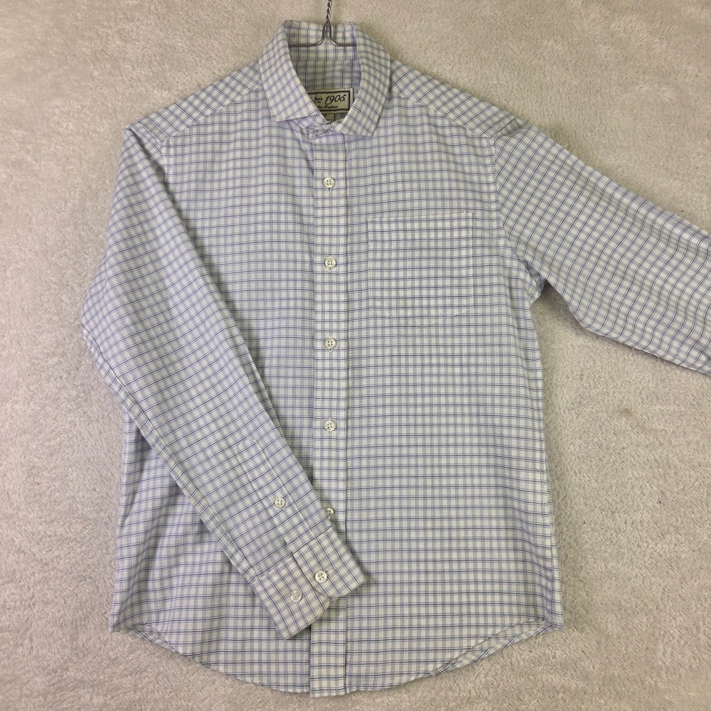 Jos A Bank 1905 Mens Blue White Grid Check Button Down Shirt 10